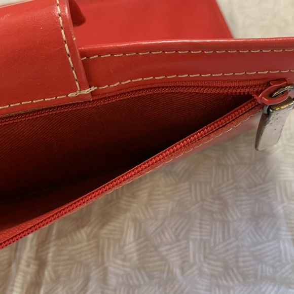 Fossil Red Leather (6") Organizer Wallet With Pen Holder & Silver Accents - Picture 16 of 16